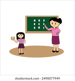 Together with the teacher, the first step is to understand the letters. Every clue, new knowledge. On the blackboard, learning stories are created brilliantly.