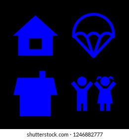 together vector set. With home, happy and house icons in set