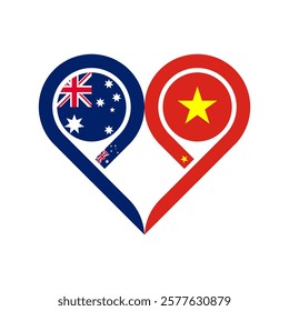 togetherness concept. heart symbol icon of australia and vietnam flag. vector illustration isolated on white background