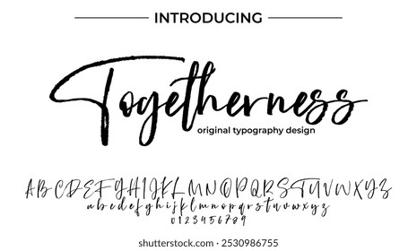 Togetherness Font Stylish brush painted an uppercase vector letters, alphabet, typeface