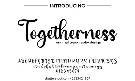 Zusammen Font Stilvoller Pinsel gemalt ein Großbuchstaben, Vektorbuchstaben, Alphabet, Schriftart
