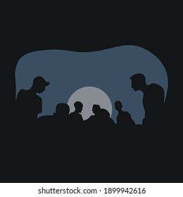 Togetherness, friendship symbol abstract ilustration vector.