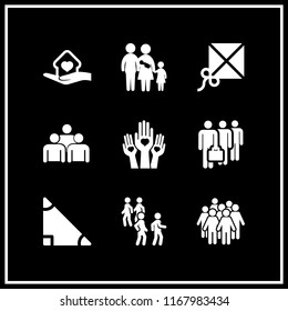 togetherness icon. 9 togetherness vector set. kite, group of people, work and triangle icons for web and design about togetherness theme