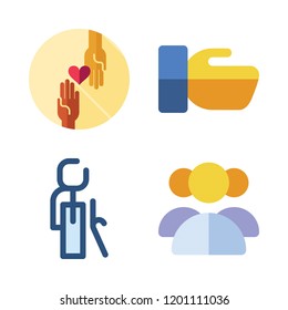 togetherness icon set. vector set about hand shake, charity, group and retirement icons set.