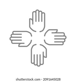 Icono de línea de alternancia. Unidad, apoyo, símbolo de asociación