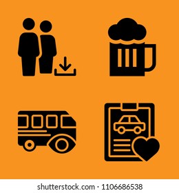togetherness, sunset, friendship and smiling icons set. Vector illustration for web and design