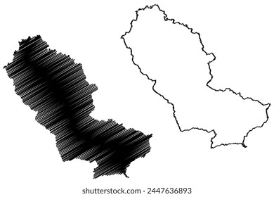 Toggenburg District (Switzerland, Swiss Confederation, Canton of St Gall, St. Gallen or Sankt Gallen) map vector illustration, scribble sketch Wahlkreis Toggenburg map