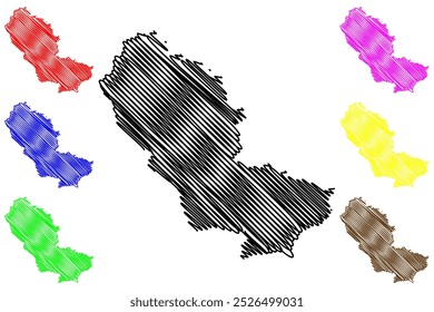 Distrito de Toggenburg (Suíça, Confederação Suíça, Cantão de St Gall, St. Gallen ou Sankt Gallen) mapa ilustração vetorial, esboço de rabisco Wahlkreis Toggenburg mapa