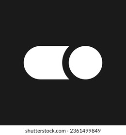 Toggle button dark mode glyph ui icon. Preferences. Switching mechanism. User interface design. White silhouette symbol on black space. Solid pictogram for web, mobile. Vector isolated illustration