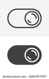 Toggle button different style icon pack. Line and glyph version, outline and solid editable stroke vector sign. Symbol, logo illustration icon.