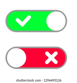 Toggle button switch off or turn on slider icons for vector flat web. UI toggle button icon, vector illustration