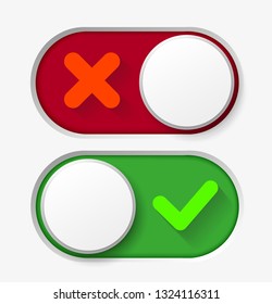 Toggle button switch off or turn on slider icons for  flat web UI toggle button interface design. Vector eps 10