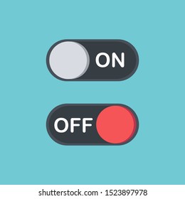 	
Toggle button switch off or turn on slider icons for vector flat web UI toggle button interface design