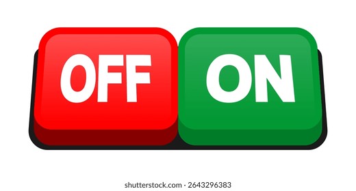 Toggle Button Vector Icon Showing Green On and Red Off Symbol for UI UX Graphic Design in Editable EPS Format Isolated on White