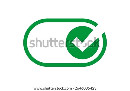 Toggle with Check Mark. Approve Line Icon. on off toggle switch buttons and check mark icon. switch toggle slider icon with right green buttons. turn on buttons, web UI interface vector illustration.