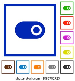 Toggle flat color icons in square frames on white background