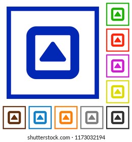Toggle up flat color icons in square frames on white background