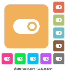 Toggle flat icons on rounded square vivid color backgrounds.