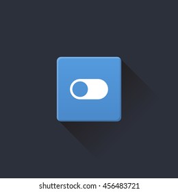 toggle icon or button in flat style with long shadow, isolated vector illustration on transparent background