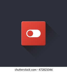 toggle icon or button in flat style with long shadow, isolated vector illustration on transparent background