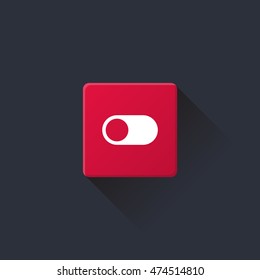 toggle icon or button in flat style with long shadow, isolated vector illustration on transparent background