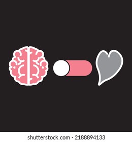 toggle icon choose brain or love, vector logo icon