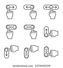 Toggle icon vector illustration. Swipe finger on isolated background. On-off sign concept.