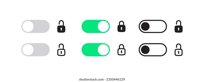 Toggle icons. Icons of switches with locks. Vector scalable graphics