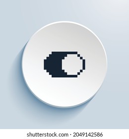 toggle on pixel art icon design. Button style circle shape isolated on white background. Vector illustration
