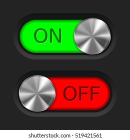 Toggle slider. On and off. User interface buttons. Vector illustration