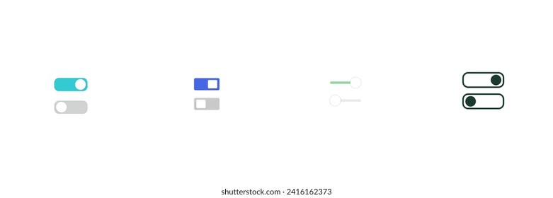 Toggle switch button icon. 4 combination, simple design. Vector illustration