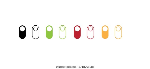 Iconos del Botón del interruptor de palanca fijados en el Vector de múltiples colores