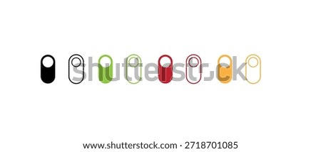 Toggle switch button icons set in multiple colors vector