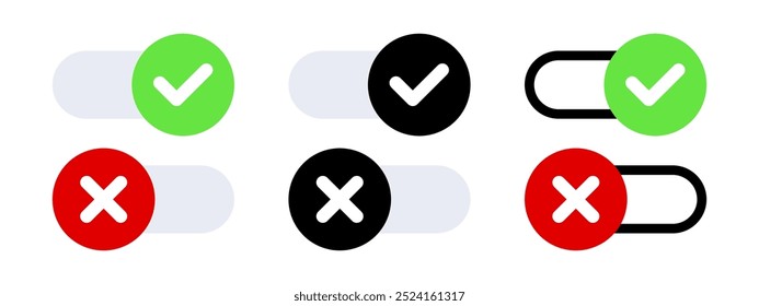 Toggle switch buttons with check mark