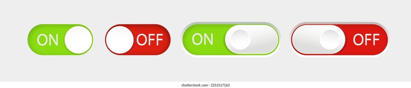 Toggle switch buttons isolated on white background. Vector 3D illustration