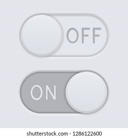 Toggle switch buttons. On and Off. Vector 3d illustration
