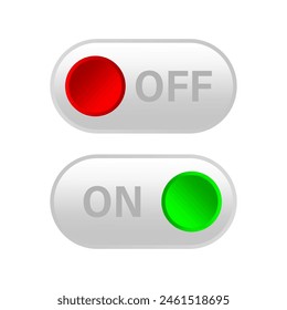 Toggle Switch Buttons. On and Off Position Icons. Power Control Symbols. Interface Elements Design.