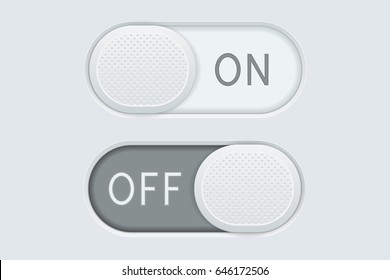 Toggle switch buttons ON and OFF. Vector 3d illustration