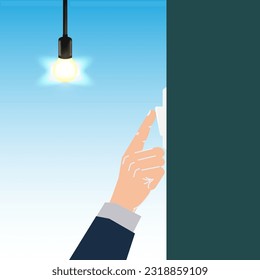 Toggle switch. Finger turn off the light vector illustration