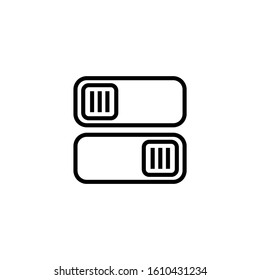 Toggle switch icon , On and Off position symbols in outline style on white background