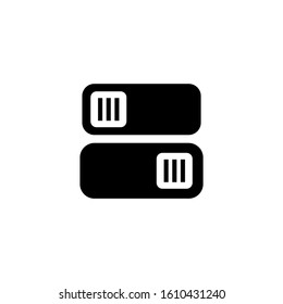 Toggle switch icon , On and Off position symbols in black flat design on white background