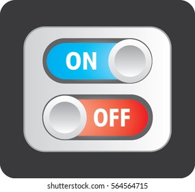 Toggle switch icon, on, off and middle position icons, flat design style user interface