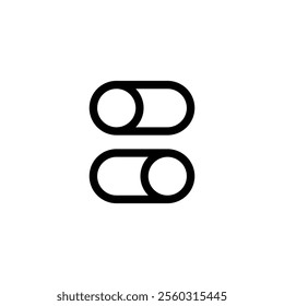 Toggle Switch Icon. UI UX user interface icon set outline design. On Off Switch, Top Switch, Bottom Switch