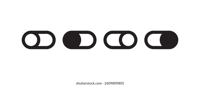Toggle switch icons black and outline set Vector