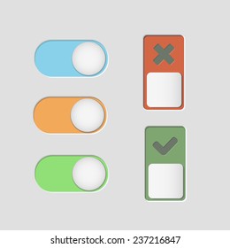 toggle switch icons and check mark vector