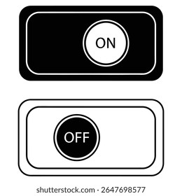 Alternar Ícones de Alternância para os Estados LIGADO e DESLIGADO - Símbolos de Controle de IU de Vetor em Preto e Branco