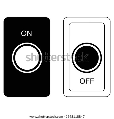 Toggle Switch Icons for ON and OFF States with Inverted Colors - Black and White Vector UI Controls