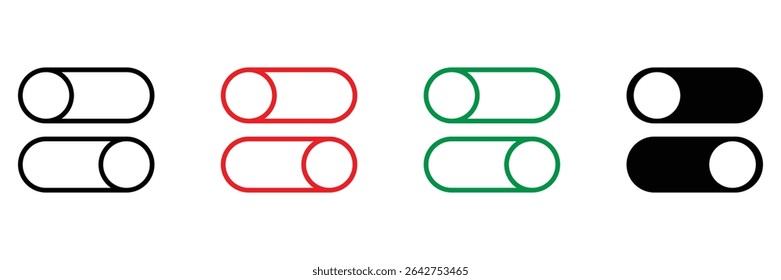 Alternar controle de energia do botão de interface do interruptor ligado o controle deslizante ativar desabilitar opção UI opção configuração UX ícone plano ilustração vetorial.