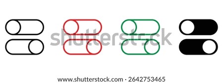 Toggle switch interface button power control on off slider enable disable option choice UI UX setting flat icon vector illustration.