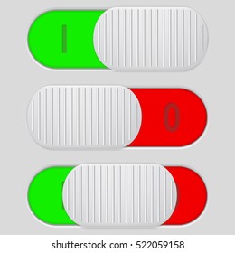 Toggle switch. Interface buttons.ON and OFF Vector illustration